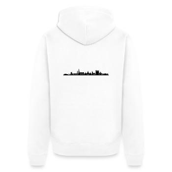 Skyline - Hannover - Unisex Premium Bio Zip Hoodie - Weiß - Hinten - Thijin (182cm)
