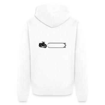 Moto - Nom prénom - Veste à capuche bio Premium Unisexe - blanc - Dos - Thijin (182cm)