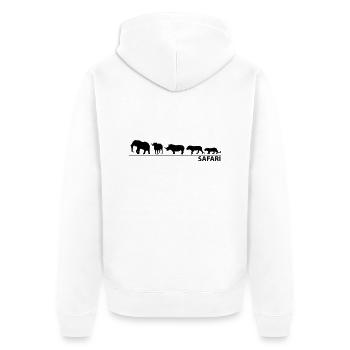 The big five - Unisex Premium Bio Zip Hoodie - Weiß - Hinten - Thijin (182cm)