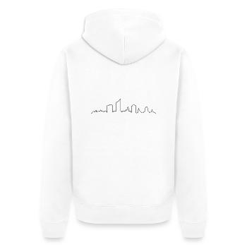 Skyline Leipzig Linie - Unisex Premium Bio Zip Hoodie - Weiß - Hinten - Thijin (182cm)