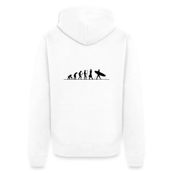 Evolution Surfen - Unisex Premium Bio Zip Hoodie - Weiß - Hinten - Thijin (182cm)