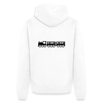 train - Unisex Premium Organic Zip Hoodie - white - Back - Thijin (182cm)