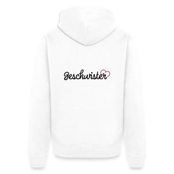 Geschwister - Unisex Premium Bio Zip Hoodie - Weiß - Hinten - Thijin (182cm)