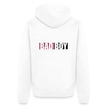 Text Bad Boy - Unisex Premium Bio Zip Hoodie - Weiß - Hinten - Thijin (182cm)