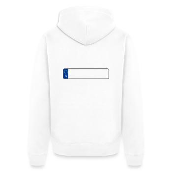 Kennzeichen S - Unisex Premium Bio Zip Hoodie - Weiß - Hinten - Thijin (182cm)