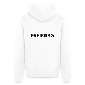 freiburg - Unisex Premium Bio Zip Hoodie - Weiß - Hinten - Thijin (182cm)
