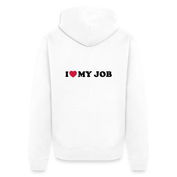 I love my job - Veste à capuche bio Premium Unisexe - blanc - Dos - Thijin (182cm)