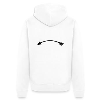 Pfeil links - Unisex Premium Bio Zip Hoodie - Weiß - Hinten - Thijin (182cm)