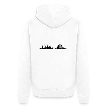 Skyline - New York City - Unisex Premium Bio Zip Hoodie - Weiß - Hinten - Thijin (182cm)