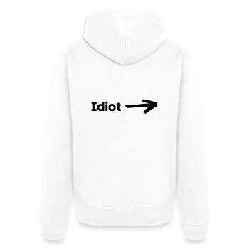 Idiot - Unisex Premium Bio Zip Hoodie - Weiß - Hinten - Thijin (182cm)