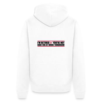 have fun at work - Unisex Premium Bio Zip Hoodie - Weiß - Hinten - Thijin (182cm)