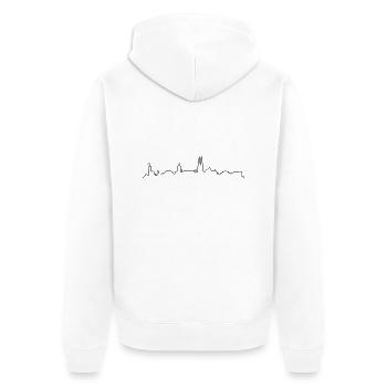 Skyline Bielefeld Linie - Unisex Premium Bio Zip Hoodie - Weiß - Hinten - Thijin (182cm)