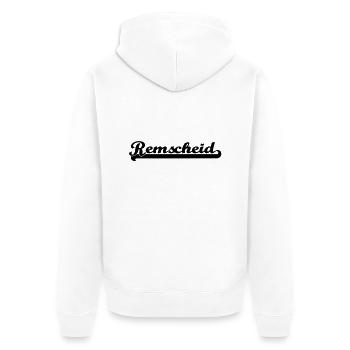 remscheid schrift - Unisex Premium Bio Zip Hoodie - Weiß - Hinten - Thijin (182cm)