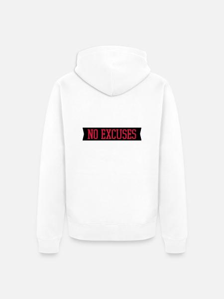 no_excuses_2_f2 - Unisex Premium Organic Zip Hoodie - white