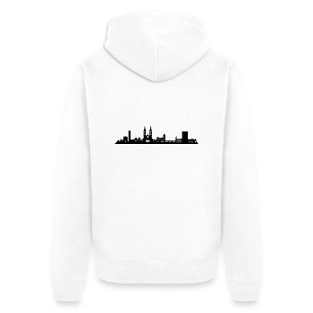 Skyline Basel - Unisex Premium Bio Zip Hoodie - Weiß - Hinten - Thijin (182cm)