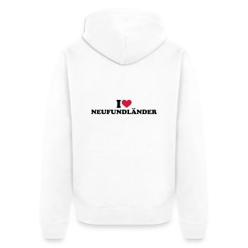Neufundländer - Unisex Premium Bio Zip Hoodie - Weiß - Hinten - Thijin (182cm)