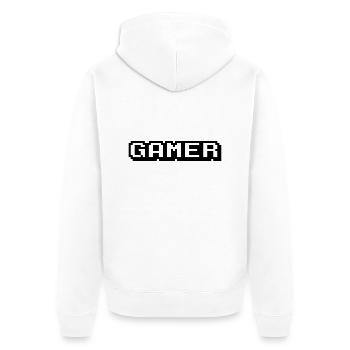 Gamer - Unisex Premium Bio Zip Hoodie - Weiß - Hinten - Thijin (182cm)