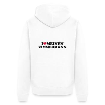 Zimmermann - Unisex Premium Bio Zip Hoodie - Weiß - Hinten - Thijin (182cm)