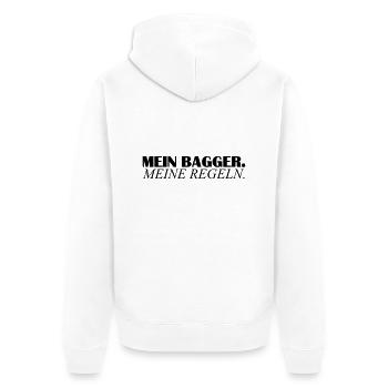 Mein Bagger meine Regeln - Unisex Premium Bio Zip Hoodie - Weiß - Hinten - Thijin (182cm)