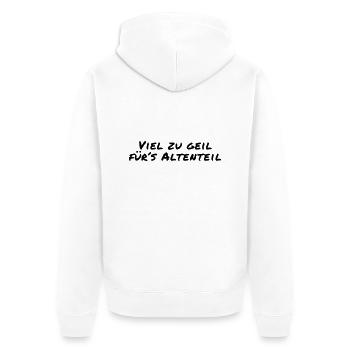 Viel zu geil fürs Altenteil - Unisex Premium Bio Zip Hoodie - Weiß - Hinten - Thijin (182cm)