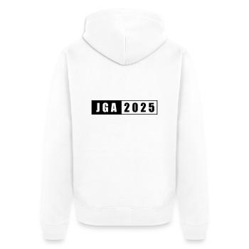 JGA 2025 - Unisex Premium Bio Zip Hoodie - Weiß - Hinten - Thijin (182cm)