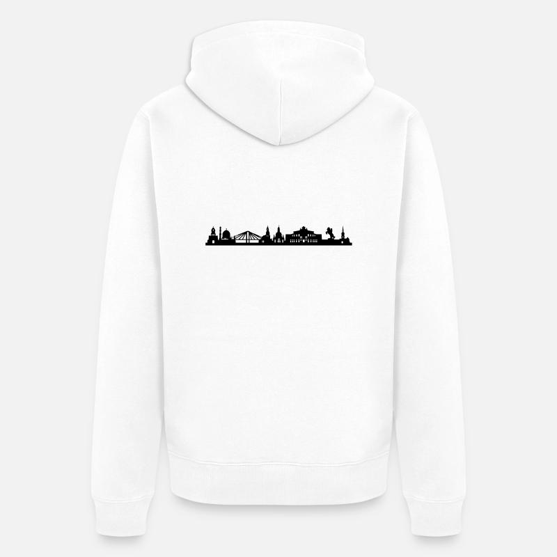 Skyline Dresden lang - Unisex Premium Bio Zip Hoodie - Weiß