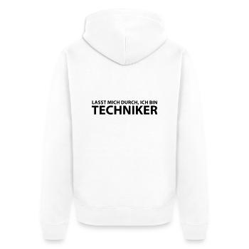 techniker - Unisex Premium Bio Zip Hoodie - Weiß - Hinten - Thijin (182cm)