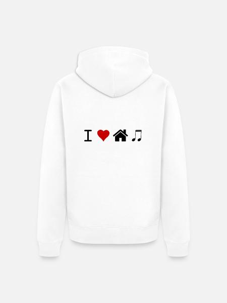 I Love House Music - Unisex Premium Bio Zip Hoodie - Weiß