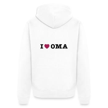mp_i_love_oma - Unisex Premium Bio Zip Hoodie - Weiß - Hinten - Thijin (182cm)