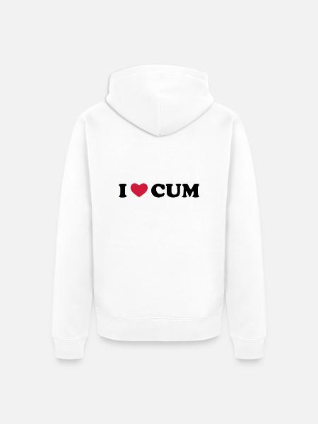 I Love Cum - Unisex Premium Bio Zip Hoodie - Weiß