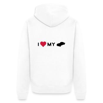 I love my car - Veste à capuche bio Premium Unisexe - blanc - Dos - Thijin (182cm)