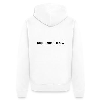 God ends - Unisex Premium Bio Zip Hoodie - Weiß - Hinten - Thijin (182cm)