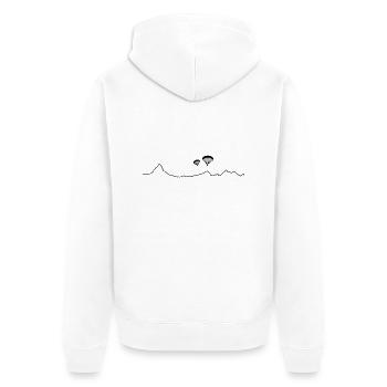 2 Paraglider über Bergkulisse - Unisex Premium Bio Zip Hoodie - Weiß - Hinten - Thijin (182cm)