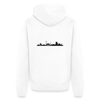 Skyline Berlin - Unisex Premium Bio Zip Hoodie - Weiß - Hinten - Thijin (182cm)