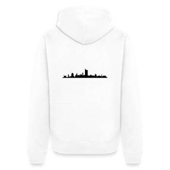 Skyline Leipzig - Unisex Premium Bio Zip Hoodie - Weiß - Hinten - Thijin (182cm)