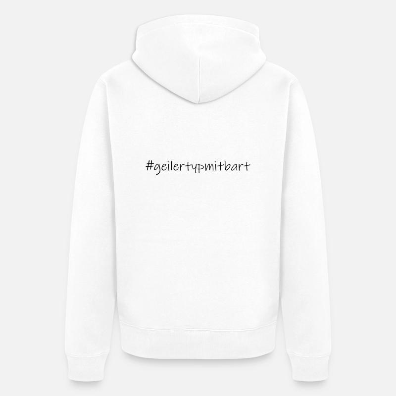 #geilertypmitbart (D00108) - Unisex Premium Bio Zip Hoodie - Weiß
