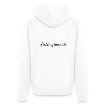 Lieblingsmensch - Unisex Premium Bio Zip Hoodie - Weiß - Hinten - Thijin (182cm)