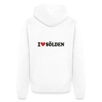 I love Sölden - Unisex Premium Bio Zip Hoodie - Weiß - Hinten - Thijin (182cm)
