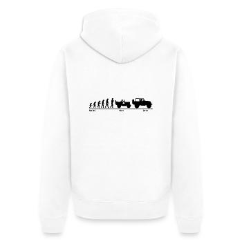 jeep evolution - Unisex Premium Bio Zip Hoodie - Weiß - Hinten - Thijin (182cm)