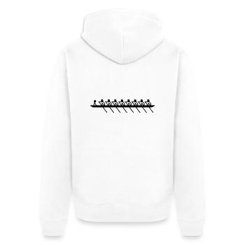 Rudern - Doppel Achter( x+) mit Steuermann - Unisex Premium Bio Zip Hoodie - Weiß - Hinten - Thijin (182cm)