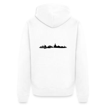 Skyline Dresden - Unisex Premium Bio Zip Hoodie - Weiß - Hinten - Thijin (182cm)