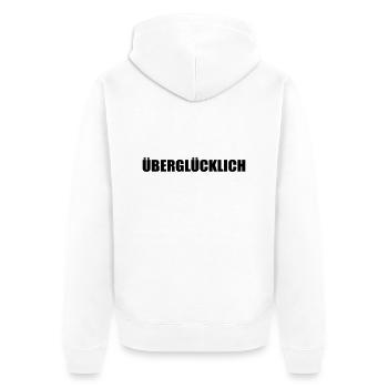ÜBERGLÜCKLICH - Unisex Premium Bio Zip Hoodie - Weiß - Hinten - Thijin (182cm)