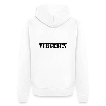 vergeben - Unisex Premium Bio Zip Hoodie - Weiß - Hinten - Thijin (182cm)