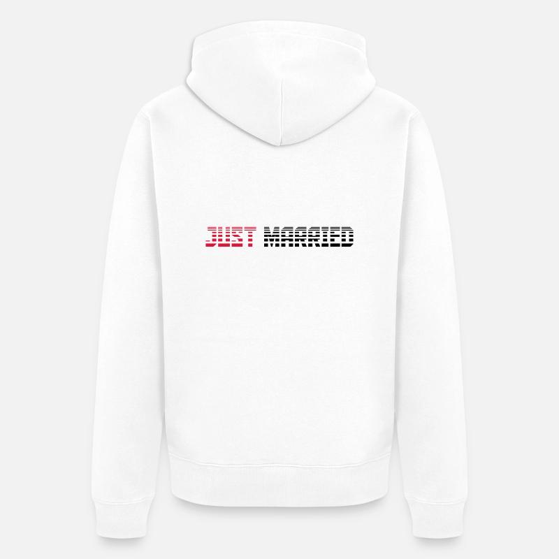 Just Married Text Logo Design - Unisex Premium Bio Zip Hoodie - Weiß