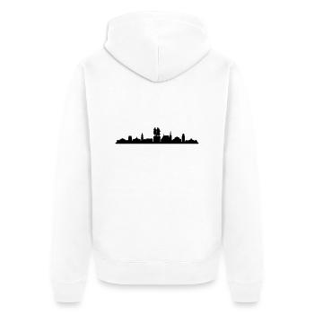 Skyline Weimar - Unisex Premium Bio Zip Hoodie - Weiß - Hinten - Thijin (182cm)