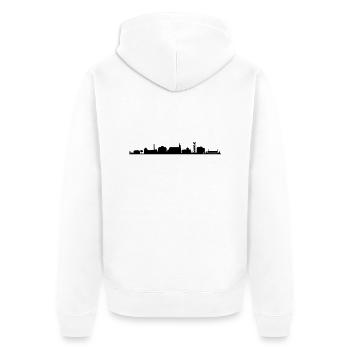 Skyline Cottbus - Unisex Premium Bio Zip Hoodie - Weiß - Hinten - Thijin (182cm)