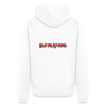 Bleib ruhig und frag Papa - Unisex Premium Bio Zip Hoodie - Weiß - Hinten - Thijin (182cm)