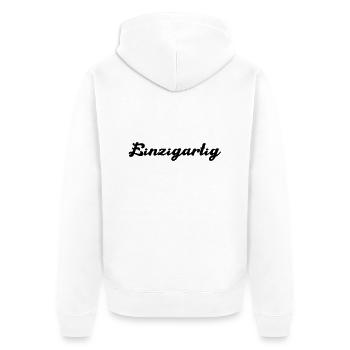 unique - Unisex Premium Organic Zip Hoodie - white - Back - Thijin (182cm)