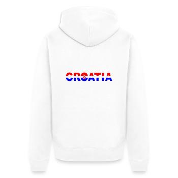 croatia logo SAMO http://WWW.CROATIAN-TEAM.de - Unisex Premium Bio Zip Hoodie - Weiß - Hinten - Thijin (182cm)