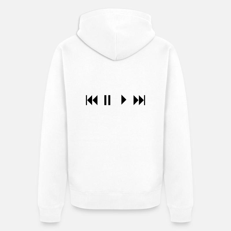 play, STOP, break, BREAK, Repeat, forward, - Unisex Premium Organic Zip Hoodie - white